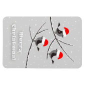 メリークリスマスレッドサンタハットバード マグネット (横)