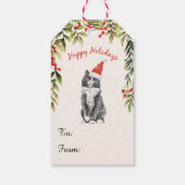 メリークリスマスレッドサンタハットブラック猫好きギ ギフトタグ (裏面)