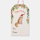 メリークリスマスレッドサンタハット猫好きギフトラベル ギフトタグ (裏面)