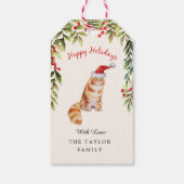 メリークリスマスレッドサンタハット猫好きギフトラベル ギフトタグ (裏面)