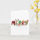 メリークリスマスレッドサンタハトトナカイクリスマスファミリー カード (黄色い花)