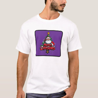 メリークリスマスレッドサンタ節クリスマスツリー Tシャツ