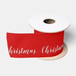メリークリスマスレッドシーズングリーティングカスタム文字 サテンリボン