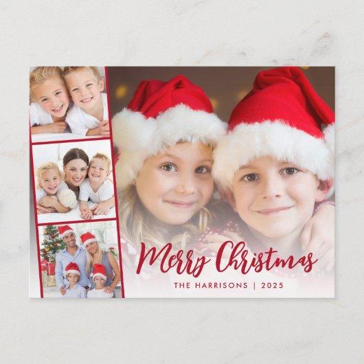 メリークリスマスレッドスクリプトの写真 シーズンポストカード (正面)