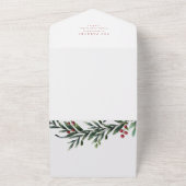 メリークリスマスレッドスクリプトウォーターカラーホリデー オールインワン招待状 (外側)