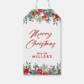 メリークリスマスレッドスクリプトタイポグラフィ ギフトタグ (正面)