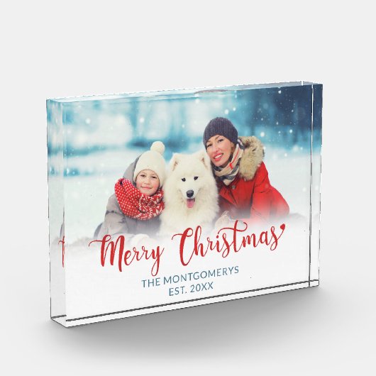 メリークリスマスレッドスクリプトファミリードッグフォトブロック フォトブロック (左)