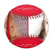 メリークリスマスレッドスクリプトファミリーフォトコラージュ 野球ボール (正面)