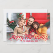 メリークリスマスレッドスクリプトフォトオーバーレイ シーズンカード (正面)