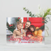 メリークリスマスレッドスクリプトフォトオーバーレイ シーズンカード (スタンド正面)