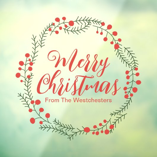 メリークリスマスレッドスクリプト素朴なリースフレーム ウィンドウサイン (シート3)