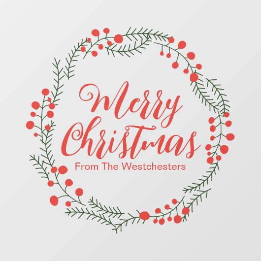 メリークリスマスレッドスクリプト素朴なリースフレーム ウィンドウサイン (シート)