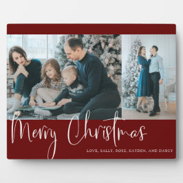 メリークリスマスレッドスクリプト2フォトコラージホリデー フォトプラーク