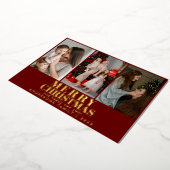 メリークリスマスレッドスクリプト3コラージュ数々の – 写真 箔シーズンカード (回転した状態)