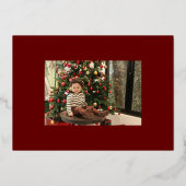 メリークリスマスレッドスクリプト3コラージュ数々の – 写真 箔シーズンカード (裏面)