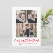 メリークリスマスレッドスクリプト3フォトコラージュ シーズンカード (スタンド正面)