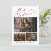メリークリスマスレッドスクリプト3フォトコラージュ シーズンカード (スタンド正面)