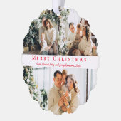 メリークリスマスレッドスクリプト3枚の写真コラーゲシック オーナメントカード (左)