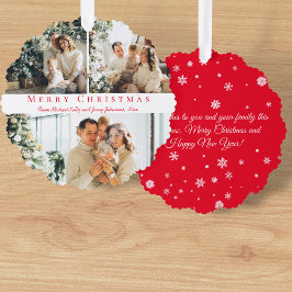 メリークリスマスレッドスクリプト3枚の写真コラーゲシック オーナメントカード