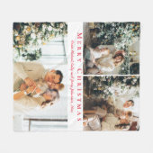 メリークリスマスレッドスクリプト3枚の写真コラーゲシック フリースブランケット (正面(横))