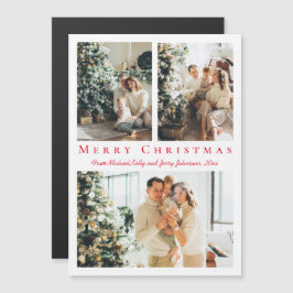 メリークリスマスレッドスクリプト3枚の写真コラージュ磁石