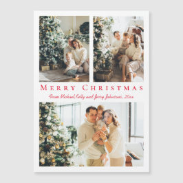 メリークリスマスレッドスクリプト3枚の写真コラージュ磁石