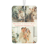 メリークリスマスレッドスクリプト3枚の写真コラージュ カーエアーフレッシュナー (裏面)