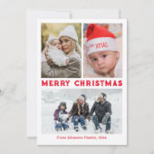 メリークリスマスレッドスクリプト3枚の写真コラージュ ノートカード (正面)