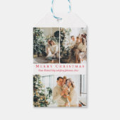 メリークリスマスレッドスクリプト3枚の写真集モダン ギフトタグ (正面)