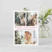 メリークリスマスレッドスクリプト3枚の写真集モダン シーズンカード (スタンド正面)