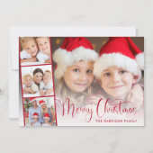 メリークリスマスレッドスクリプト4フォトストリップ シーズンカード (正面)