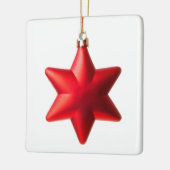 メリークリスマスレッドスターの文字 セラミックオーナメント (左)