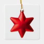 メリークリスマスレッドスターの文字 セラミックオーナメント (正面)