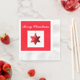 メリークリスマスレッドスターの文字 縁ありカクテルナプキン