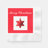 メリークリスマスレッドスターの文字 縁ありカクテルナプキン (正面)