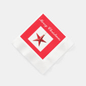 メリークリスマスレッドスターの文字 縁ありカクテルナプキン (角)