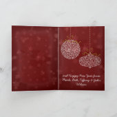 メリークリスマスレッドスターズホワイトオーナメントカード シーズンカード (内部)