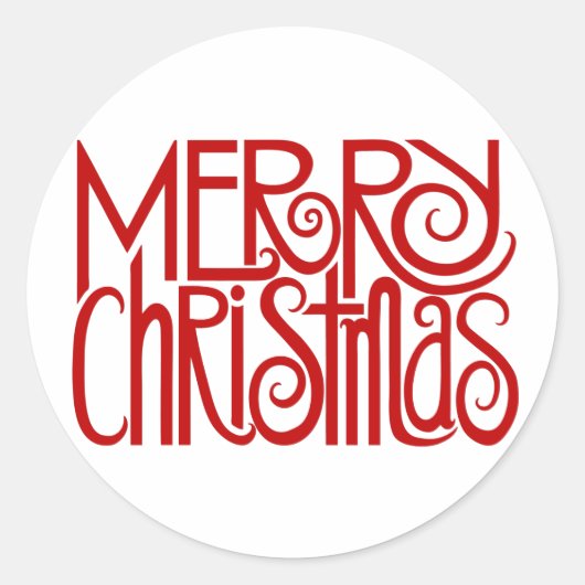 メリークリスマスレッドステッカー ラウンドシール (正面)