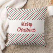 メリークリスマスレッドストライプのグリーン白 クッション (ブランケット)