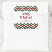 メリークリスマスレッドストライプのグリーン白 スクエアシール (バッグ)