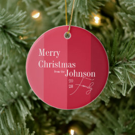 メリークリスマスレッドストライプクリスマスファミリークリスマス セラミックオーナメント