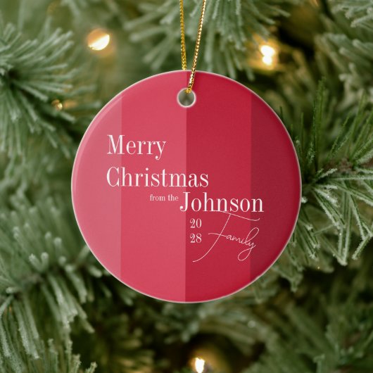 メリークリスマスレッドストライプクリスマスファミリークリスマス セラミックオーナメント (ツリー)