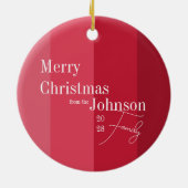 メリークリスマスレッドストライプクリスマスファミリークリスマス セラミックオーナメント (裏面)
