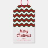 メリークリスマスレッドストライプグリーン ギフトタグ (正面)