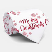 メリークリスマスレッドスノーフレークタイポグラフィ ネクタイ (ロール)