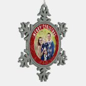 メリークリスマスレッドスノーフレーク写真 スノーフレークピューターオーナメント (左)