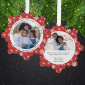 メリークリスマスレッドスノーフレーク家族写真 オーナメントカード