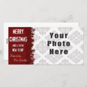 メリークリスマスレッドスノーフレーク シーズンカード (正面/裏面)