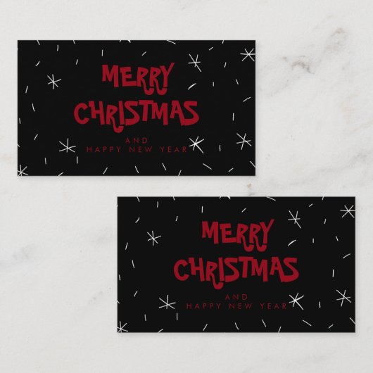 メリークリスマスレッドスノーミニギフトカード 名刺 (正面/裏面)