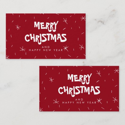メリークリスマスレッドスノーミニギフトカード 名刺 (正面/裏面)